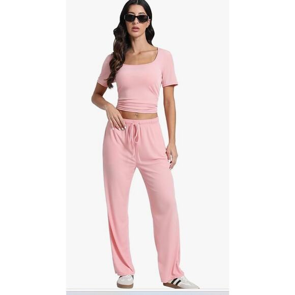 Lounge Set 2 Piece Yoga Wide Leg Pants Tracksuit Set SIZE 2XL - Picture 1 of 6